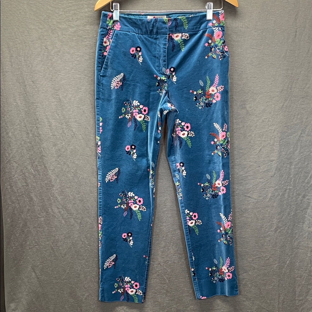 Boden‎ Blue velvet Floral ankle pants
